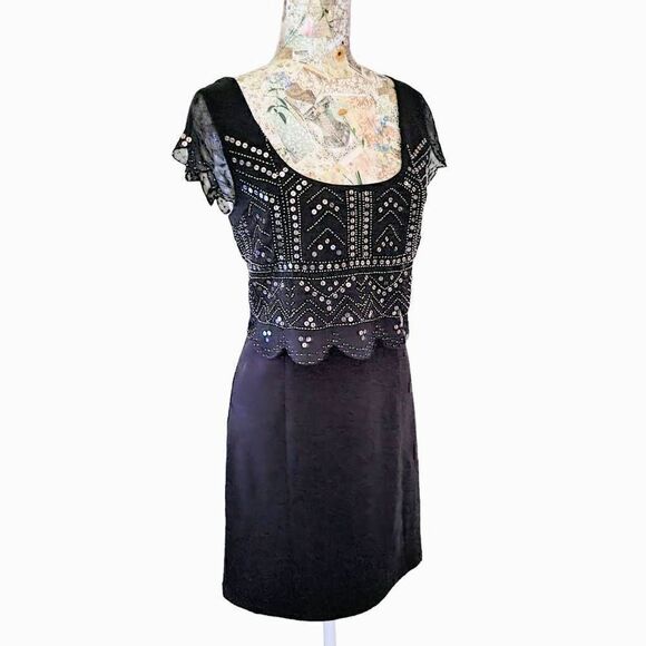 American Eagle Outfitters Charcoal Butterfly Sequined Bodycon Short Dress - Picture 4 of 11